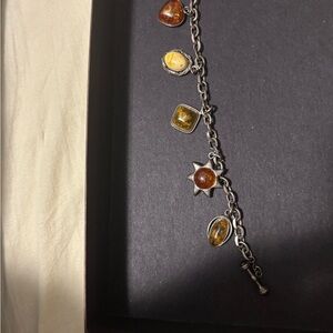 Sterling Charm Bracelet with Amber Accents